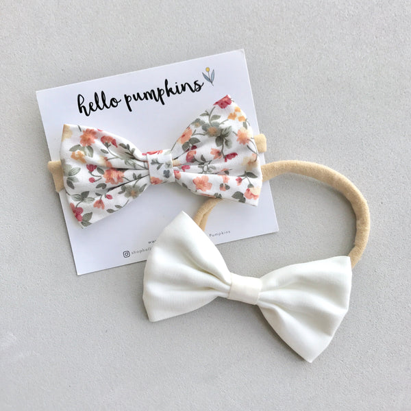 Vintage Florals & Classic Bow Headband Set