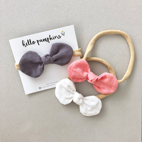 Little Mousey Bow Headband - Coral
