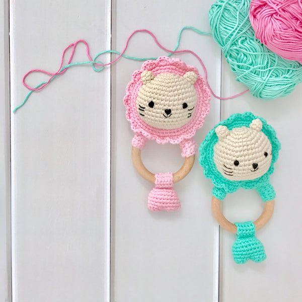 Baby Merlion Rattle (Sea Green) with Pacifier Clip