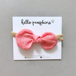 Little Mousey Bow Headband - Coral