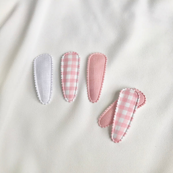 Snap Hair Clips - Pink Gingham