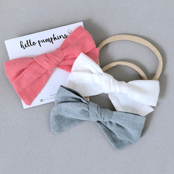 Fay Linen Bow - Coral