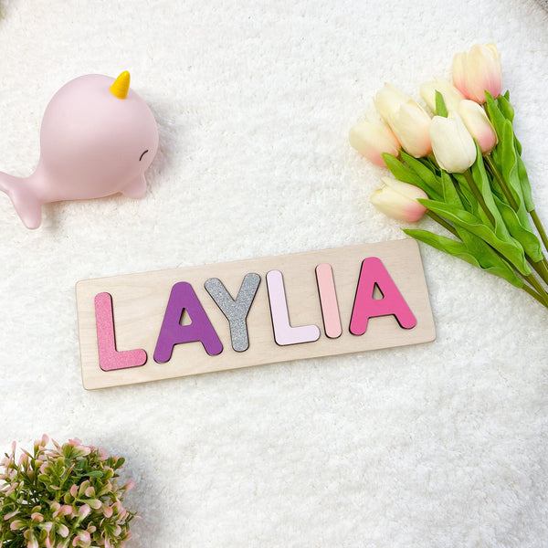 Baby Name Board in Purple Pink Colours