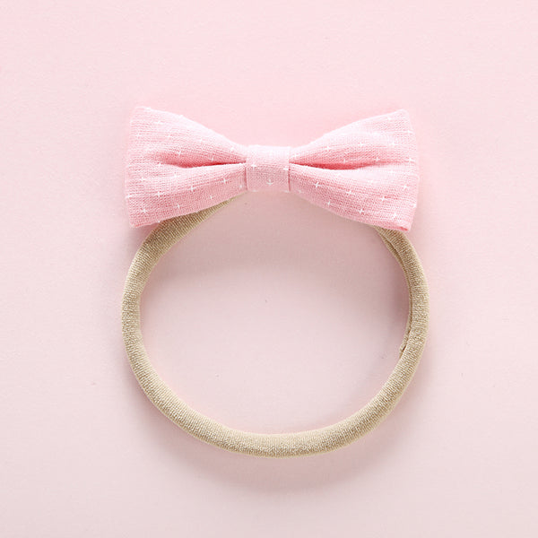 Preppy Linen Bow Headband - Pink