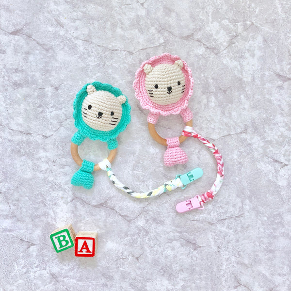 Baby Merlion Rattle (Pink) with Pacifier Clip